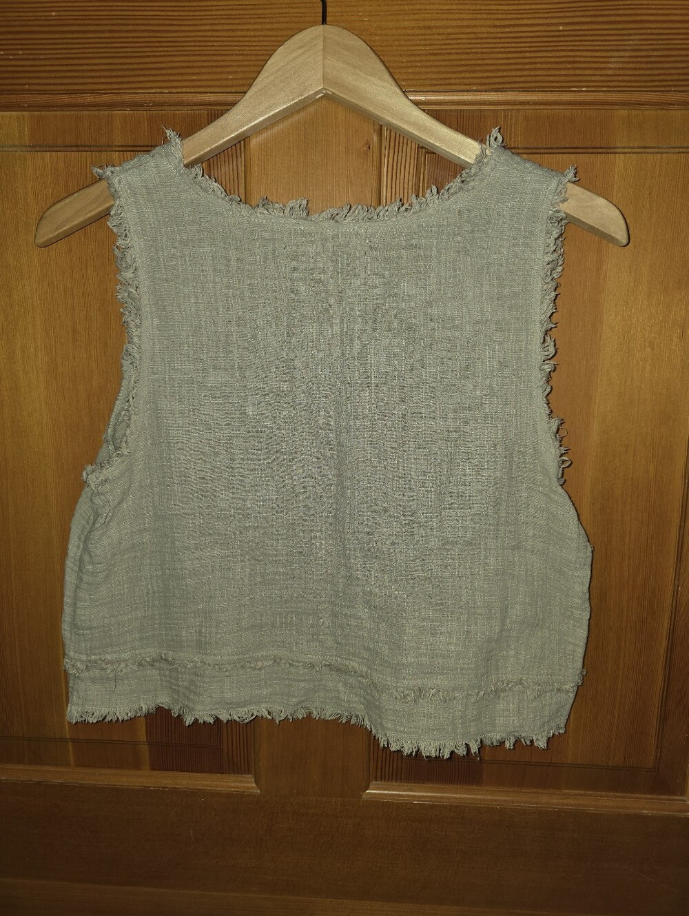 Leela And Lavender Crop Gauzy 100% Cotton Top Size Medium In Taupe - Picture 2 of 8